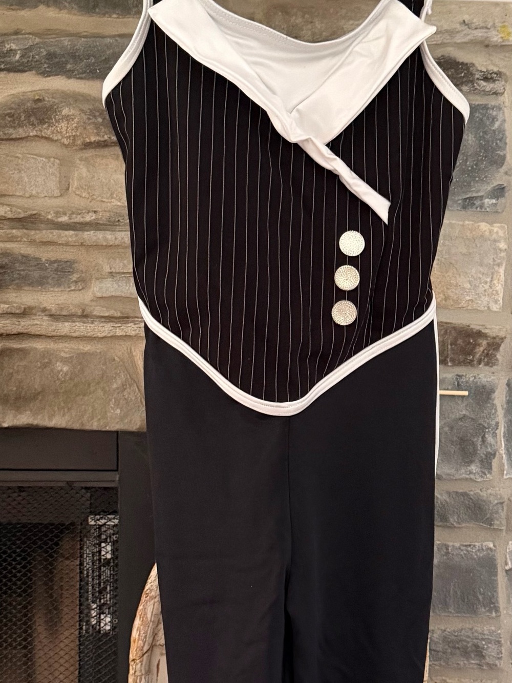 Weissman Black Pinstripe Jumpsuit with White Trim
